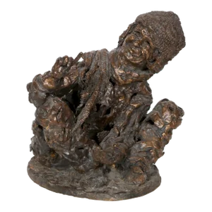 Seated Beggar, Unknown Artist Bronze Sculpture