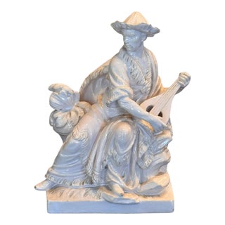 1920s Blanc De Chine White Glazed Seated Musician Figure For Sale