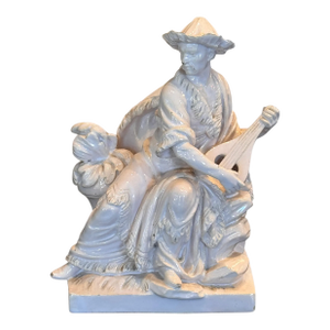 1920s Blanc De Chine White Glazed Seated Musician Figure