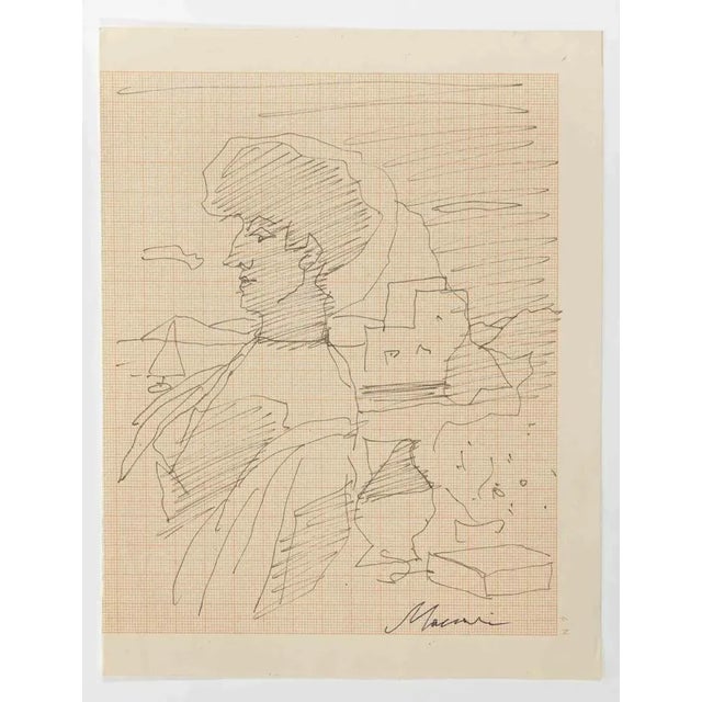 Woman in The Landscape is a Pen Drawing realized by Mino Maccari (1924-1989) in the 1960s. Hand-signed on the lower...