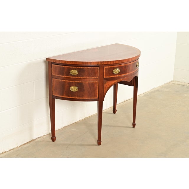Baker Furniture Company Baker Furniture Federal Inlaid Mahogany Demilune Sideboard Credenza For Sale - Image 4 of 15