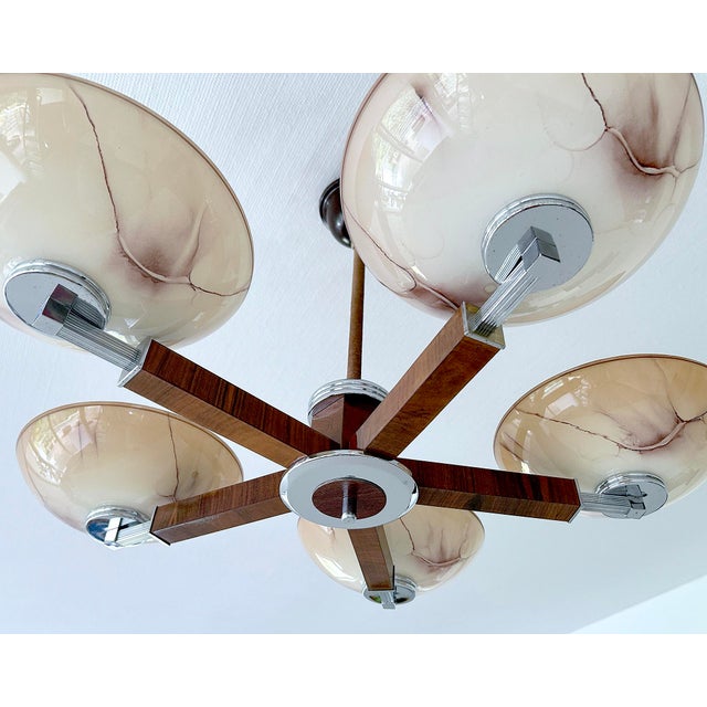 Modern Large Art Deco Chandelier, 1930s For Sale - Image 3 of 15