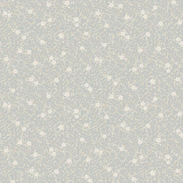 SAMPLE - Boråstapeter Myrten Wallpaper In Blue For Sale