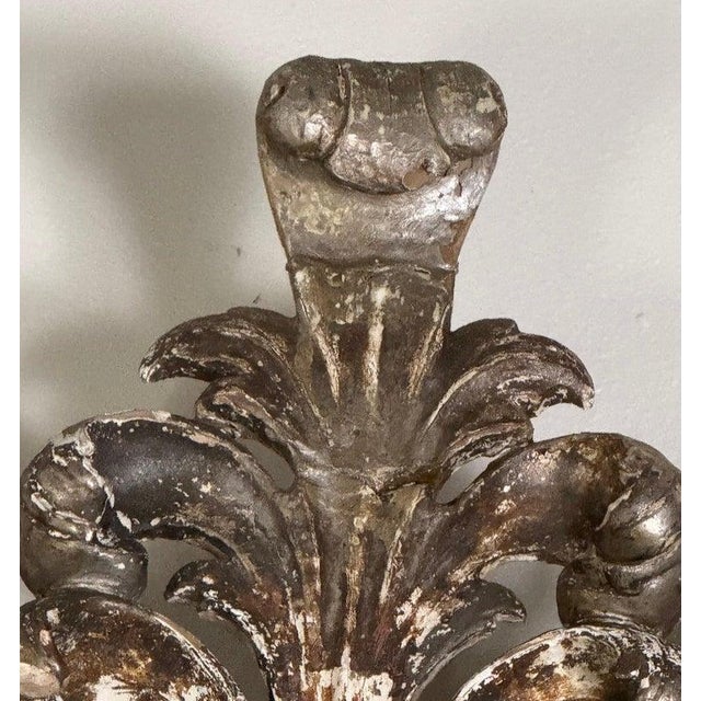 Italian Baroque Silvered Wall Mirror, 19th Century, Hand-Carved Wood For Sale In Los Angeles - Image 6 of 11
