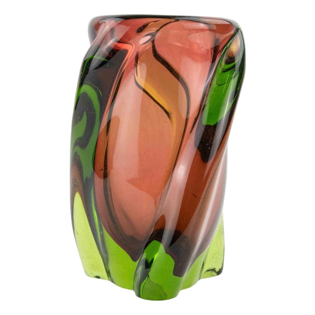 Mid-Century Sommerso Elica Glass Vase attributed to Josef Hospodka, 1960s For Sale