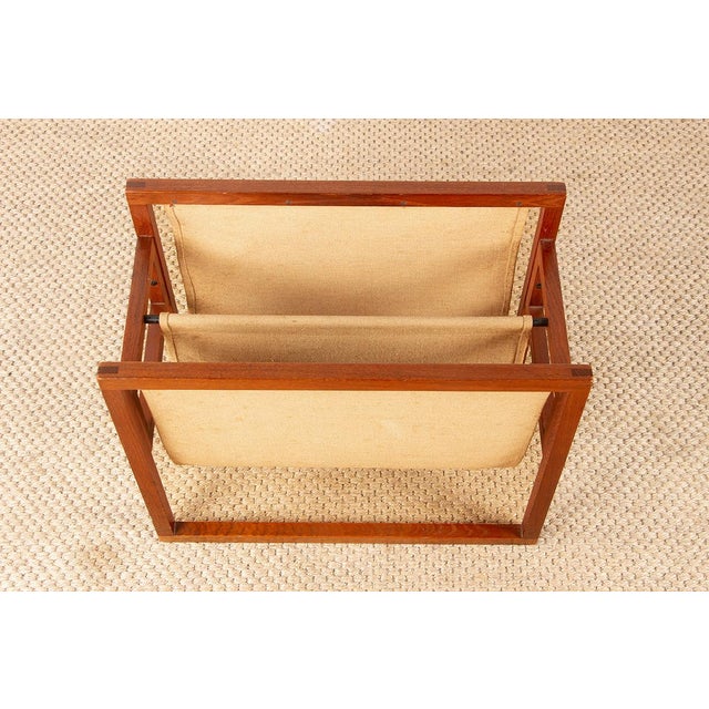 Beige Danish Magazine Rack in Teak and Linen by Henning Wind-Hansen for Sika Møbler, 1960s For Sale - Image 8 of 12