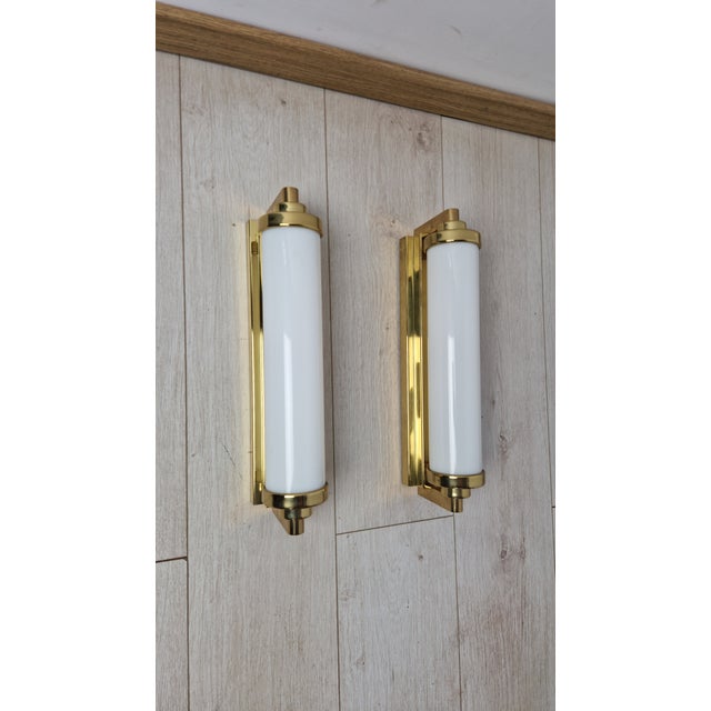 Vintage Wall Lamps in Brass and Acrylic, 1980s, Set of 2 For Sale - Image 6 of 9