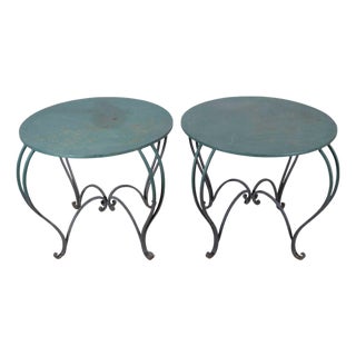 Pair of Late 19th / Early 20th-Century Lacquered Iron Round Tables For Sale