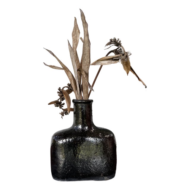 Handcrafted Glazed Ceramic Vase — Sculptural Form — H 20 Cm For Sale