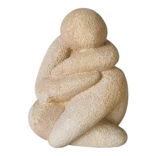 1980s Abstract Figurative Female Hand Carved Pumice Stone Sculpture For Sale