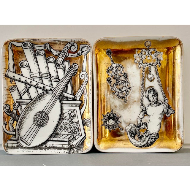 Vintage Pair of Piero Fornasetti Trinket Trays, Made in Milan For Sale - Image 11 of 13