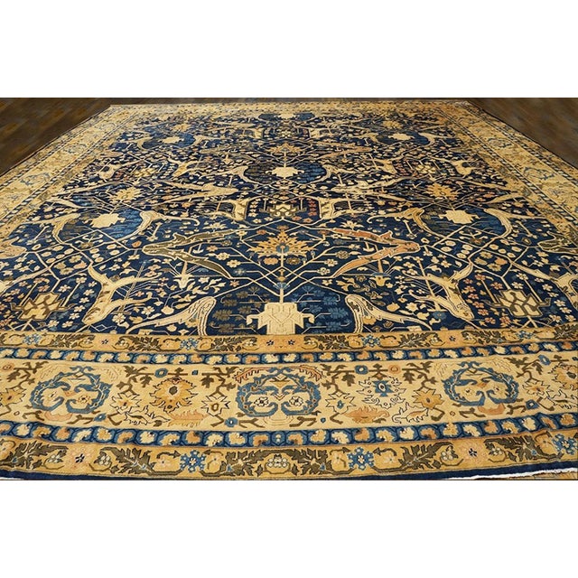 Early 20th Century Indian Carpet with Garrus Design ( 15'8" x 17'8"- 477 x 538 ) Indian weavers are adept at interpreting...