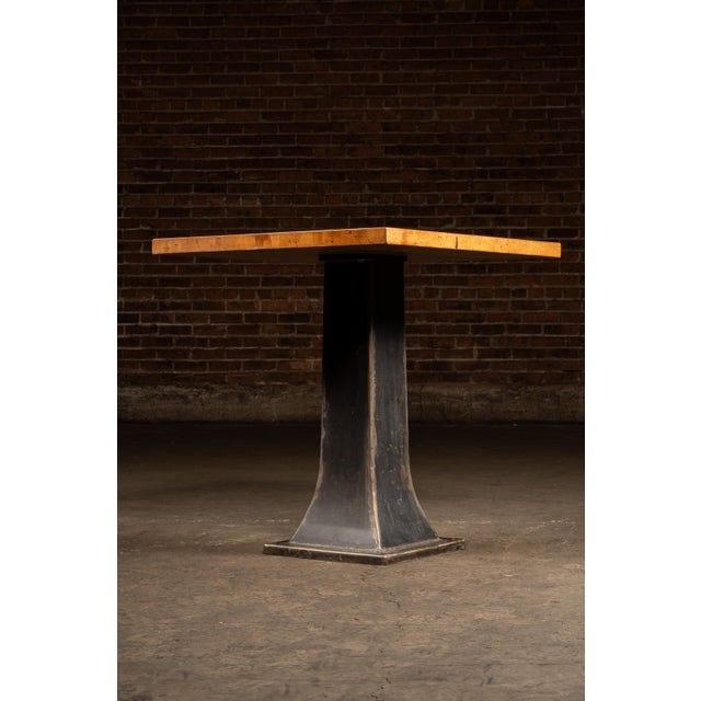 Early 20th Century Industrial Maple-Top Pub Table on Cast-Iron Pedestal For Sale - Image 4 of 15