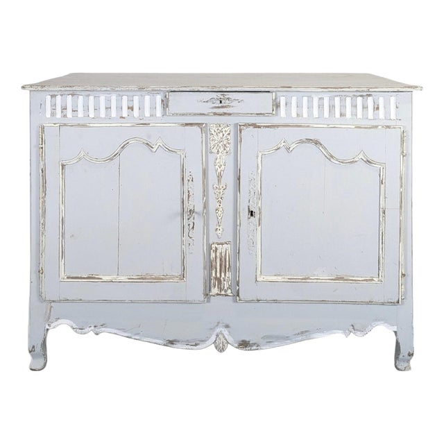 Louis XV Style Buffet in Light Grey Patinated Oak with 2 Doors and Drawer For Sale