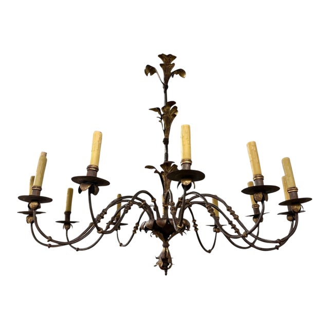 16th Century Italian Wrought Iron Chandelier For Sale