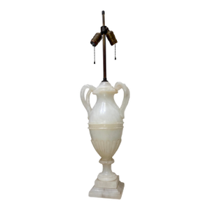 Antique Italian Hand Carved Alabaster Marble Stone Urn Style Electric Table Lamp