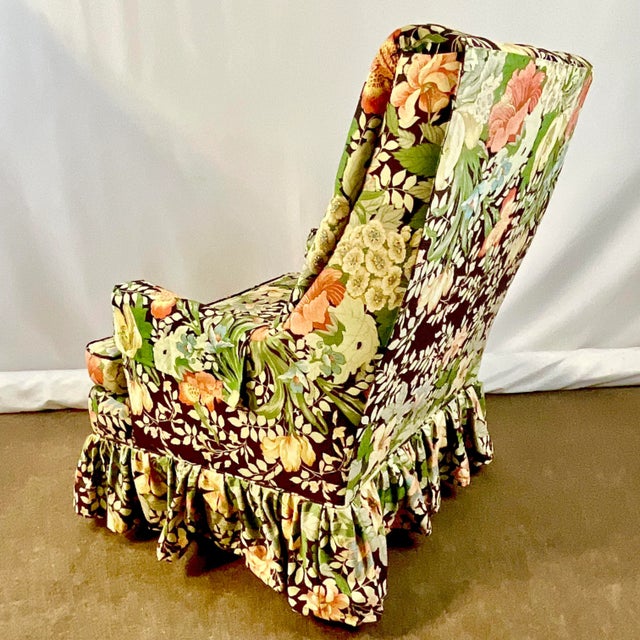 1990s Vintage English Boho Chic Arts & Crafts Drexel Botanical Chintz Flora Lounge Chair, Reupholstered. For Sale - Image 5 of 12