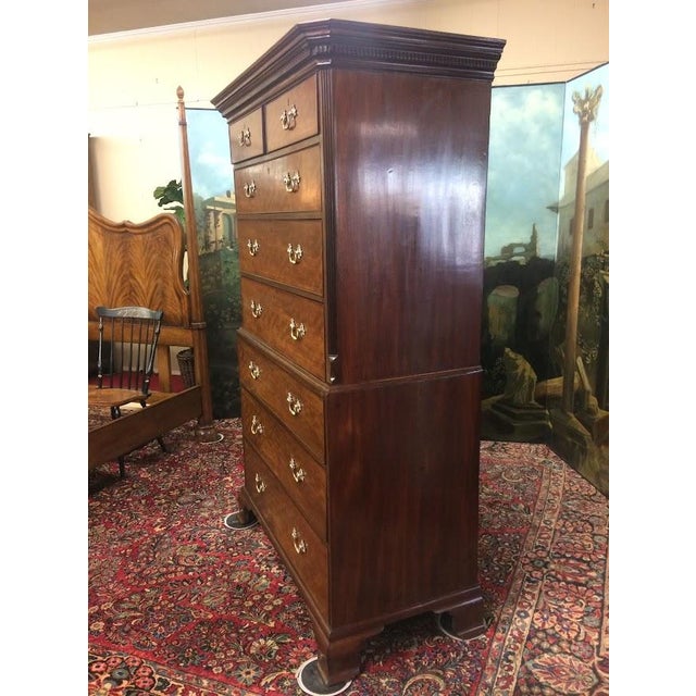 Wood Antique Chest on Chest, English Tall Chest For Sale - Image 7 of 16
