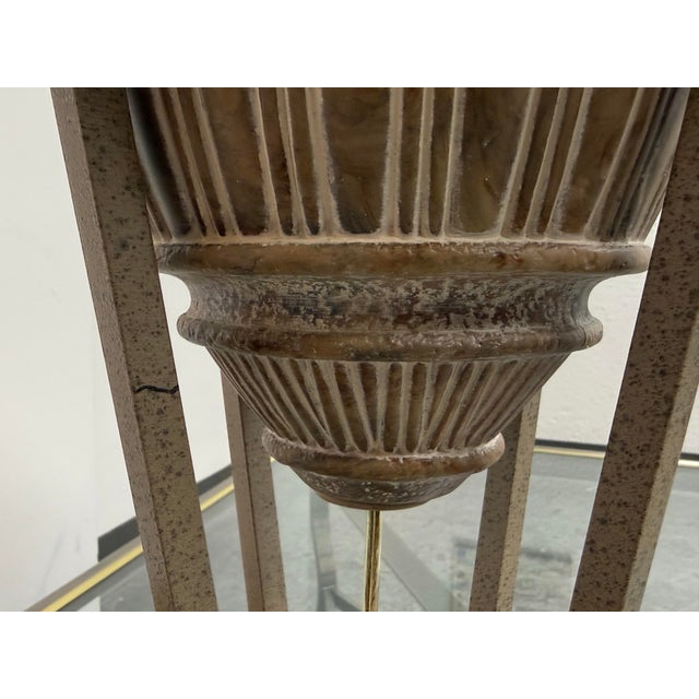 Rustic Patinated Metal Tripod Table Lamp For Sale - Image 9 of 12