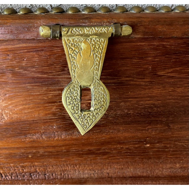 Mid 20th‑Century Spanish Colonial-Style Hand Hewn Walnut Wood & Brass Accent Box For Sale - Image 15 of 18