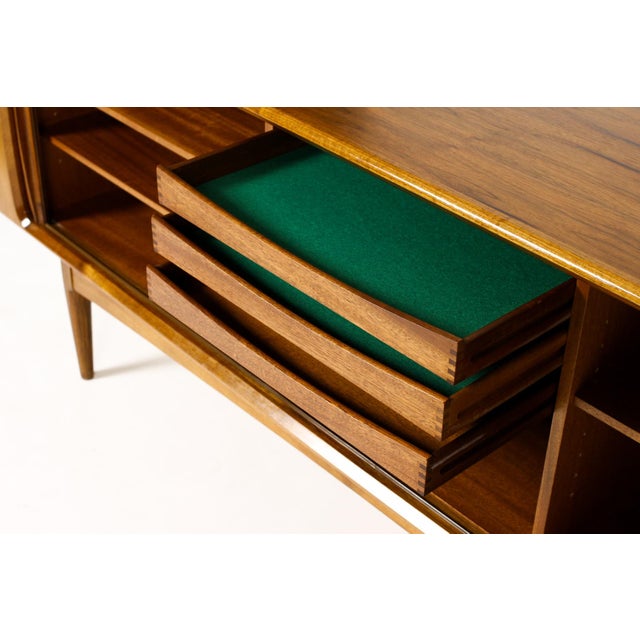 1960s Danish Modern Mid Century Walnut Tambour Door Credenza — Model #142 — Bernhard Pedersen & Son, Attributed For Sale - Image 9 of 11