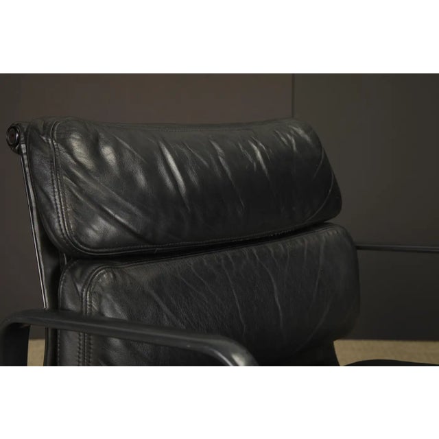 Black on Black Soft Pad Desk Chair by Charles Eames for Herman Miller, Signed For Sale - Image 12 of 18