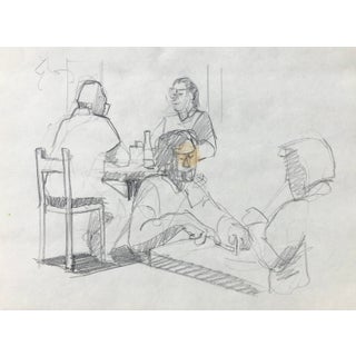 1980s Figures in a Diner Drawing by John Reilly For Sale