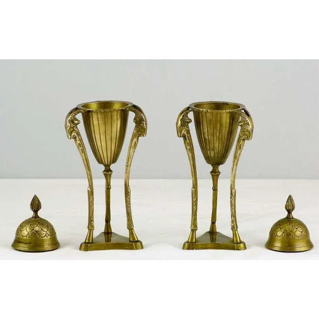 Traditional Brass Rams Heads & Hooves Empire Style Censers - a Pair For Sale - Image 3 of 7