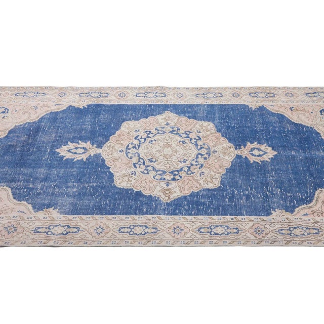 1960s Vintage Navy Oushak Rug - 5′8″ × 8′6″ For Sale - Image 4 of 6