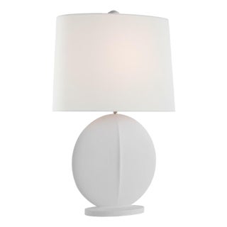 AERIN by Visual Comfort Signature Mariza Medium Table Lamp in White with Linen Shade For Sale