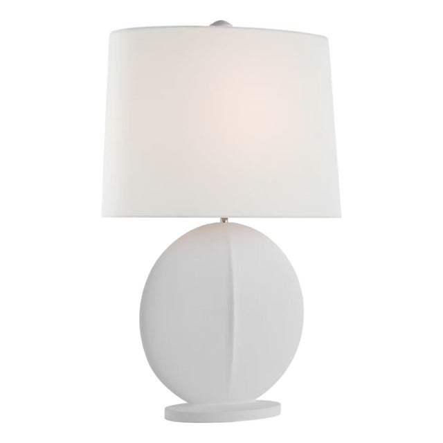 AERIN by Visual Comfort Signature Mariza Medium Table Lamp in White with Linen Shade For Sale