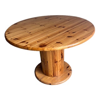 Round Pine Dining Table, 1970s For Sale