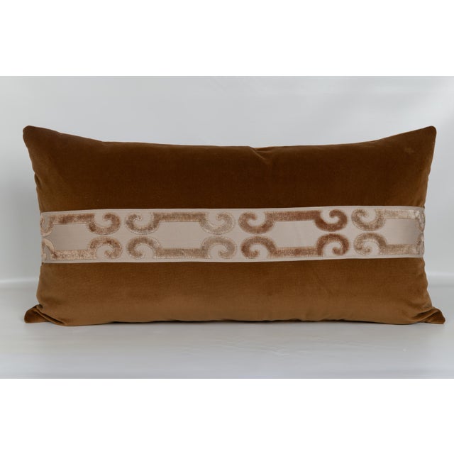 2020s Designer Coffee Velvet Large Lumbar Pillow Cover 15x31 For Sale - Image 5 of 5