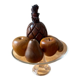 1960s Wooden Fruit on Stand- 6 Pieces For Sale
