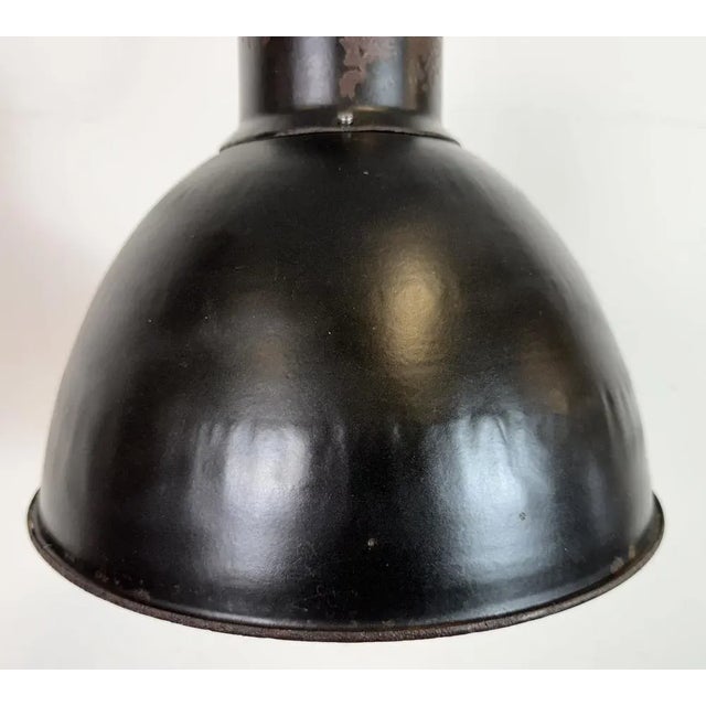 Industrial Bauhaus Black Enamel Pendant Light from Elektrosvit, 1930s For Sale - Image 4 of 18