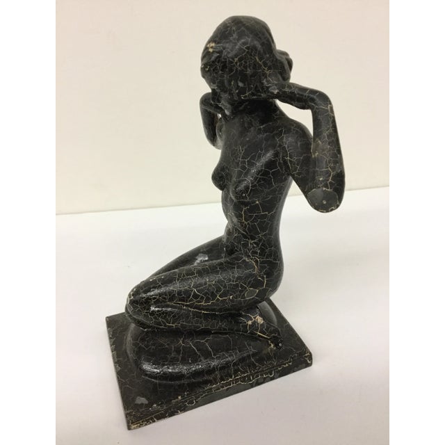 Contemporary Antique Crackle Painted & Cast Metal Nude For Sale - Image 3 of 11