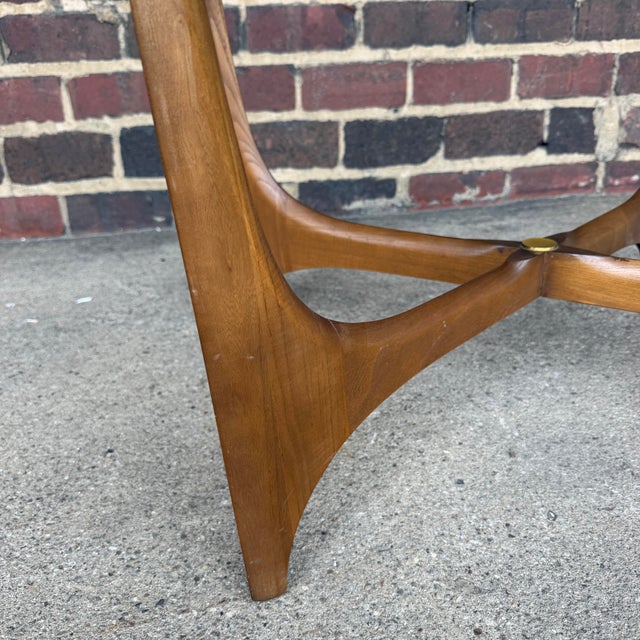 Mid-Century Modern 1960s Andre Bus for Lane Silhouette Sculptural Walnut & Glass Coffee Table For Sale - Image 3 of 12