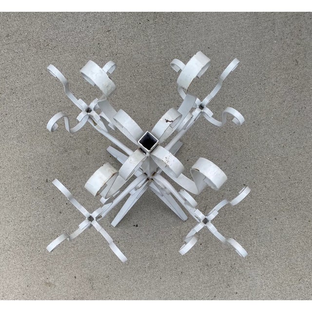 Mid-Century Modern Vintage White Iron Two Tier Plant Stand For Sale - Image 3 of 7