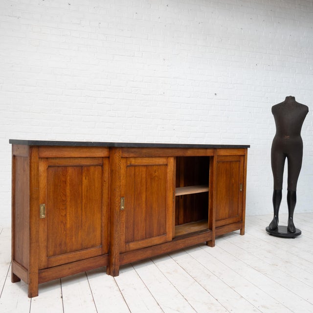 Oak and Bluestone Back Bar, 1930 For Sale - Image 9 of 15