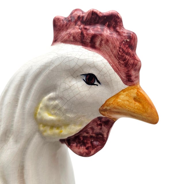 Italian Ceramic Rooster & Hen Pair 20" | Hand-Painted Signed Italy For Sale - Image 15 of 16