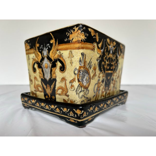 Vintage Ceramic United Wilson (j.u.w.c.) Renaissance Revival Planter & Large Vessel Set For Sale - Image 10 of 10