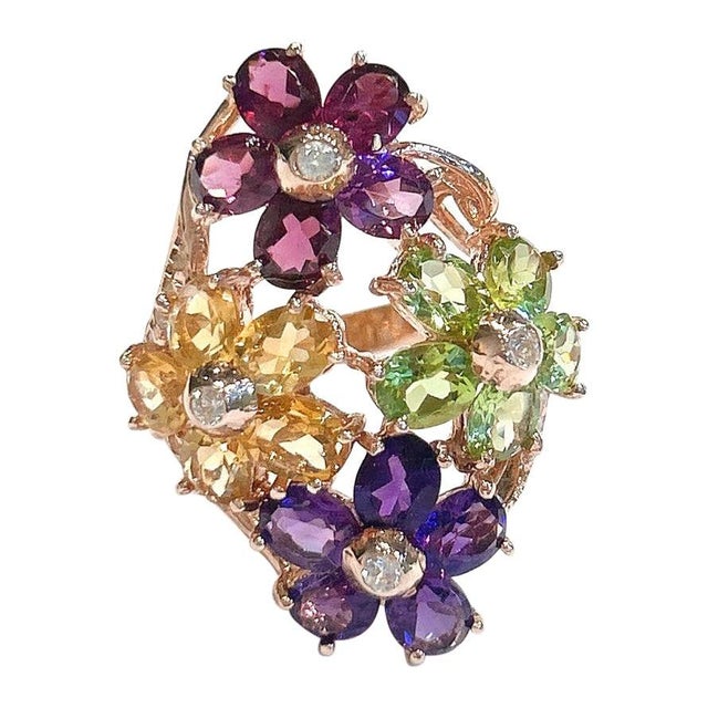 Bochic "Capri" Amethyst, Citrine & Peridot Ring Set In 18K Gold & Silver For Sale - Image 15 of 18