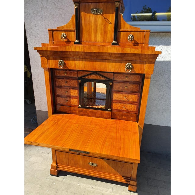 Biedermeier Secretary Desk in Cherrywood, Dresden, 1830 For Sale - Image 15 of 18