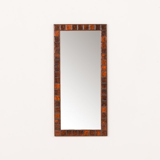 Maroon Mid-Century Modern Danish Mirror with Ceramic Tiles by T.W. Spejlet, 1970s For Sale - Image 8 of 8