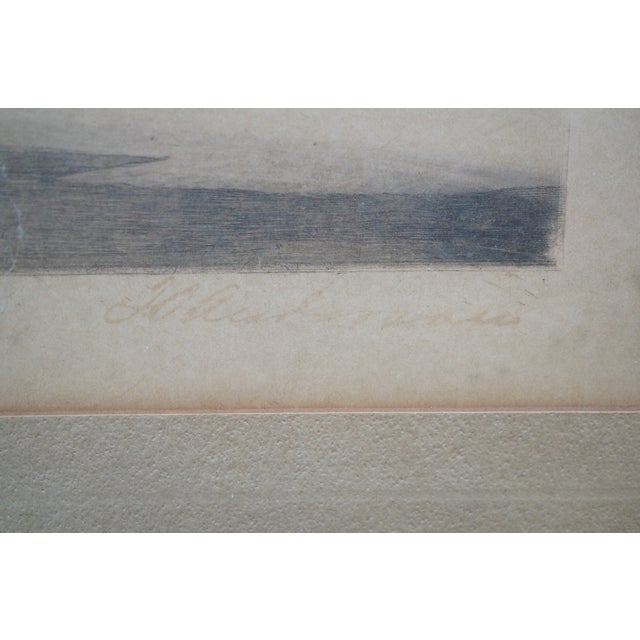 Antique John Octavius Anderson Signed Sailboat Village Seascape Etching 26" For Sale - Image 10 of 12