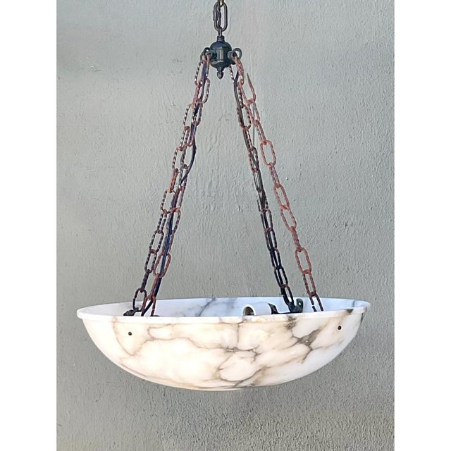 Vintage Alabaster Bowl Pendant Light For Sale - Image 12 of 12
