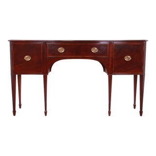 Baker Furniture Hepplewhite Banded Mahogany Serpentine Sideboard Credenza For Sale
