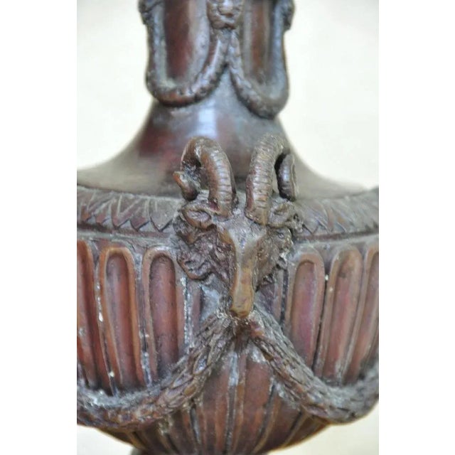 Vintage Heavy Bronze Vase With Unique Design and Ram's Head Handles For Sale - Image 11 of 12