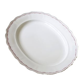 Vintage Medium Oval Serving Plate with Gold Ribbon and Red Pattern from Rörstrand, Sweden For Sale