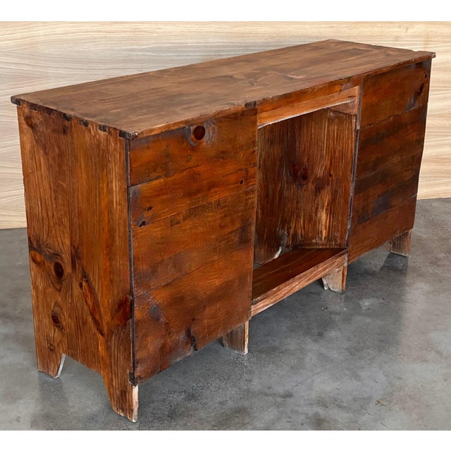 Brown 1920's Spanish Secretaire Pine Work Pedestal Desk For Sale - Image 8 of 18